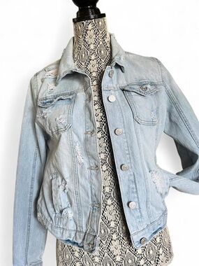 refuge Light Blue Distressed Denim Jacket